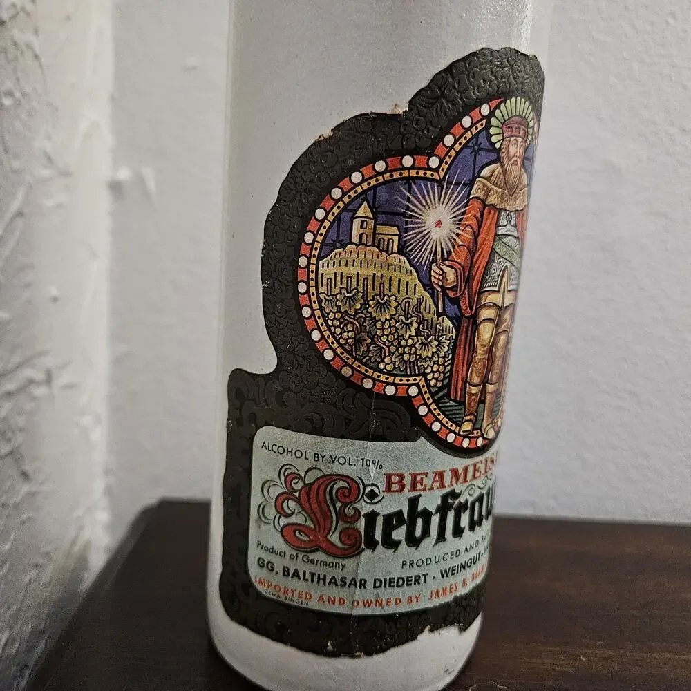 Vtg 1966 Beameister Liebfraumilch Stoneware Wine Bottle Decorative Decanter